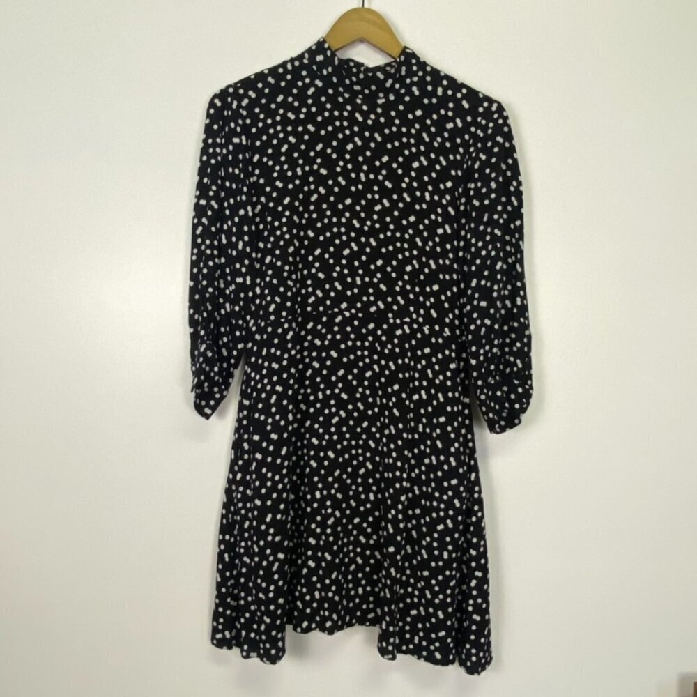 Zara Black and White Polka Dot High Neck Dress - Picture 3 of 11